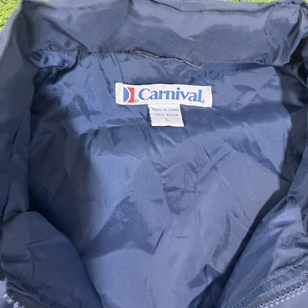 Vintage Carnival Windbreaker LG Blue 90s Jacket Embroidered Full Zip Cruise Wear - Picture 3 of 8